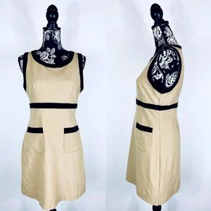 beige/black sheath dress